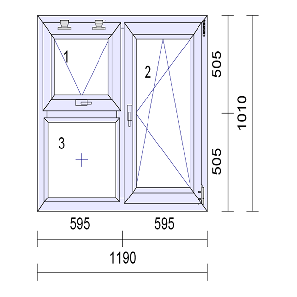 uPVC Left or Right & Top Hung Tilt and Turn Double Glazed Window Frame and Glass 70mm UK 2 Gasket Seal - Inside White Outside Anthracite