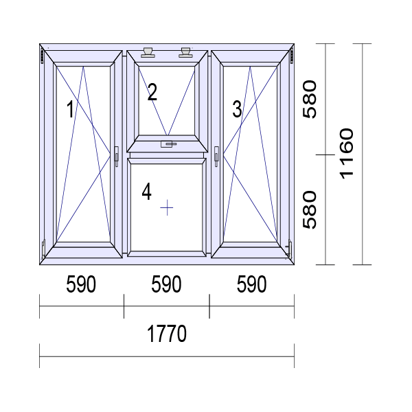 uPVC Left or Right & Top Hung Tilt and Turn Double Glazed Window Frame and Glass 70mm UK 2 Gasket Seal - Inside White Outside Anthracite