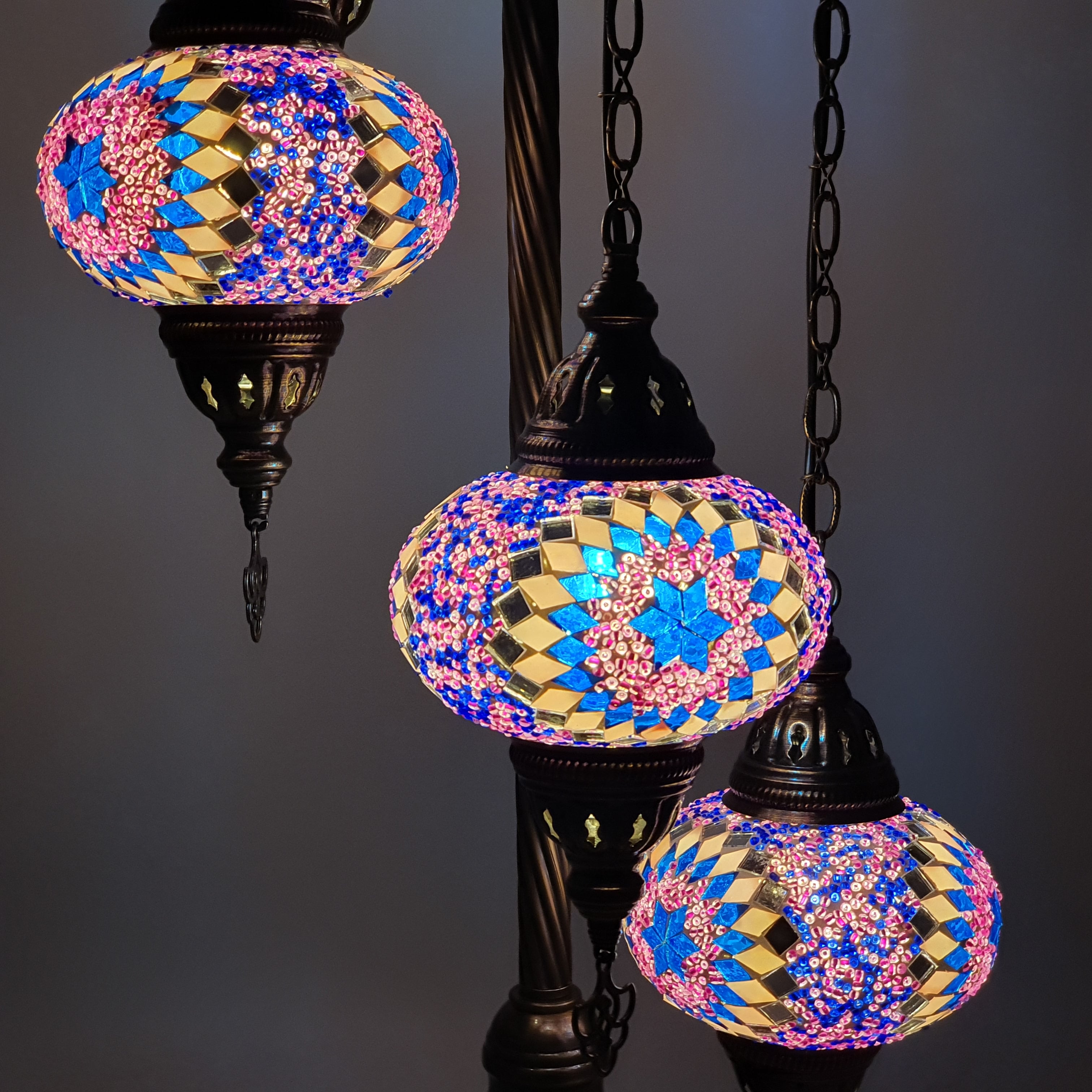 5 Globe Lilly Turkish Tiffany Mosaic Floor Lamp LED Light