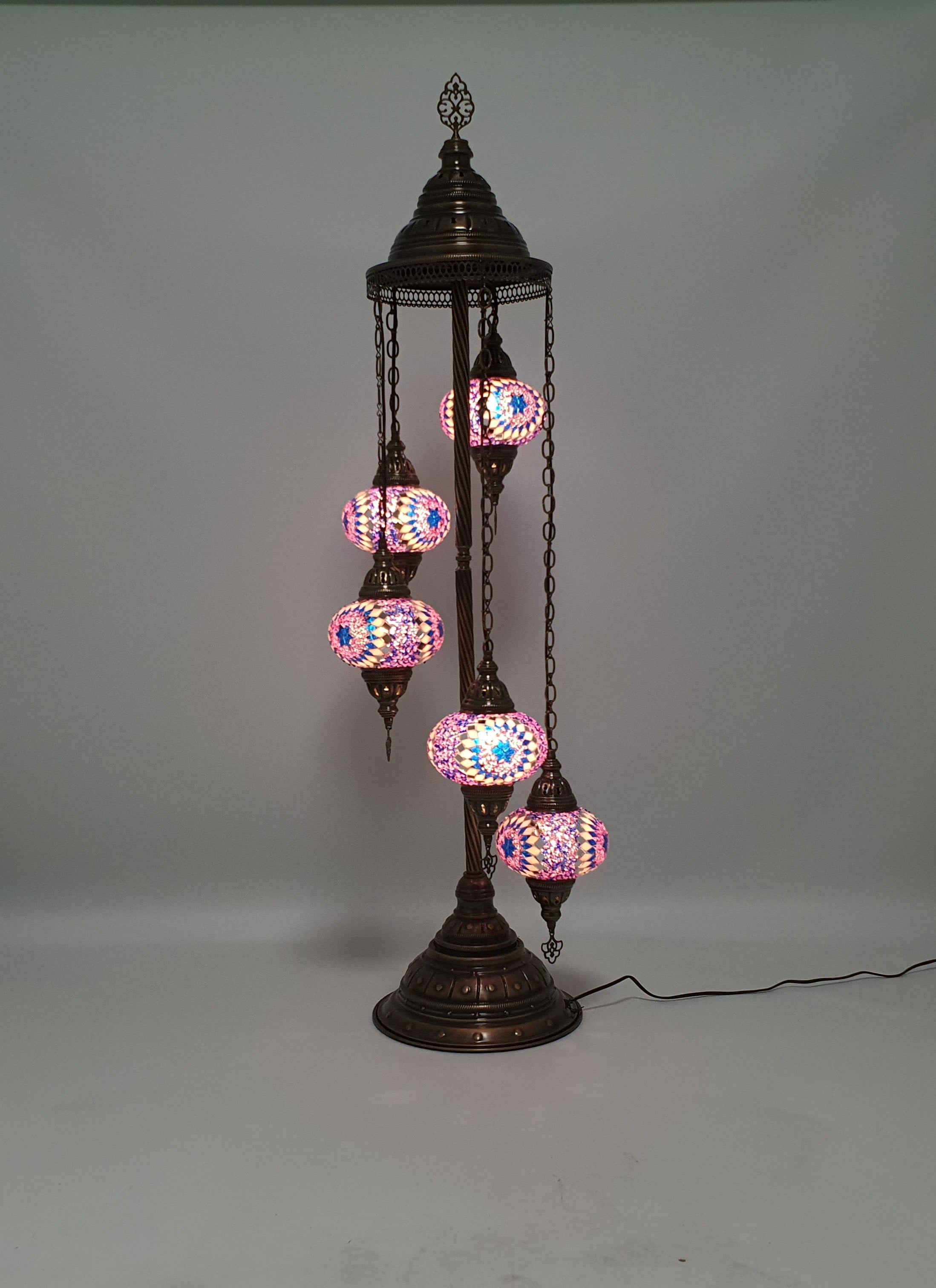 5 Globe Lilly Turkish Tiffany Mosaic Floor Lamp LED Light