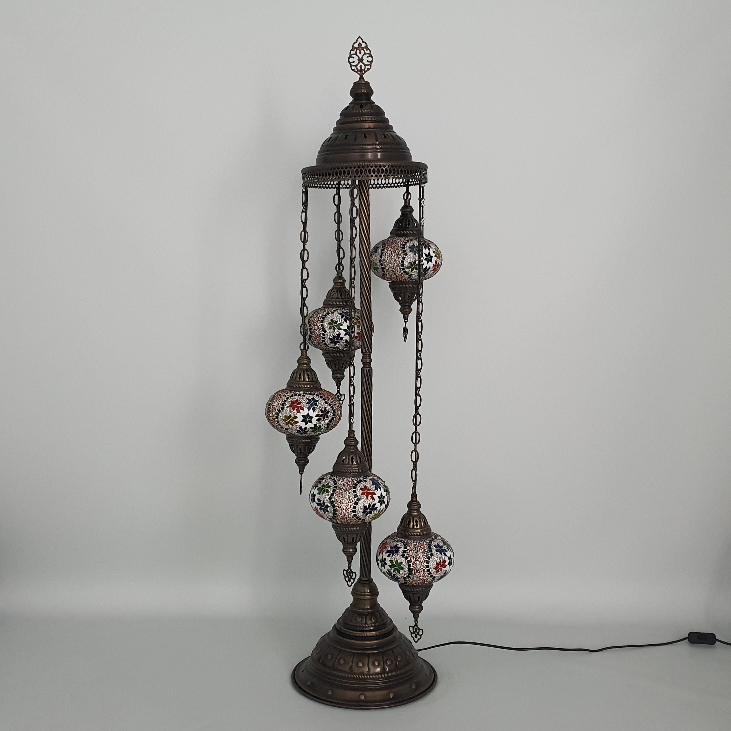 5 Globe Star Mix Turkish Tiffany Mosaic Floor Lamp LED Light