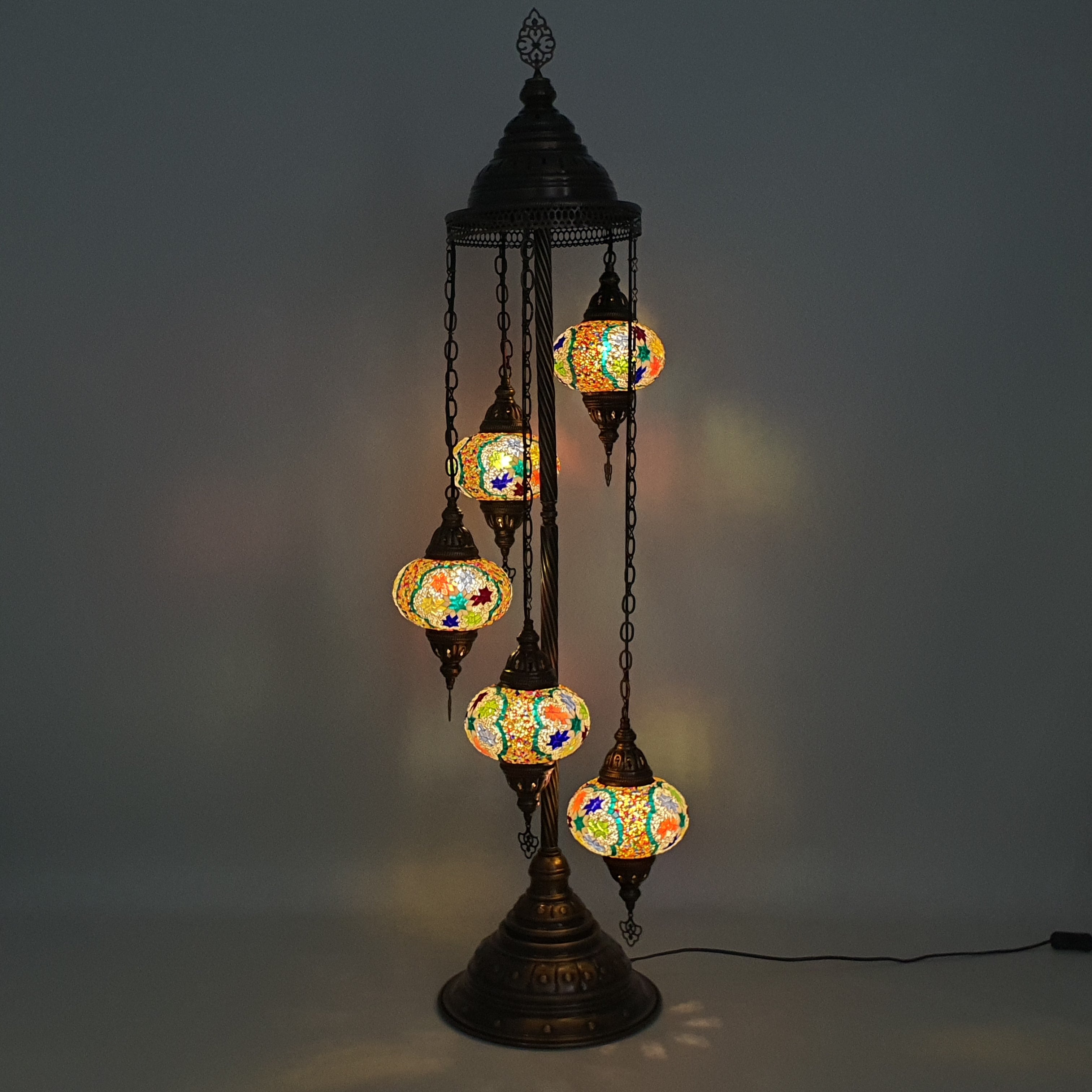 5 Globe Star Mix Turkish Tiffany Mosaic Floor Lamp LED Light