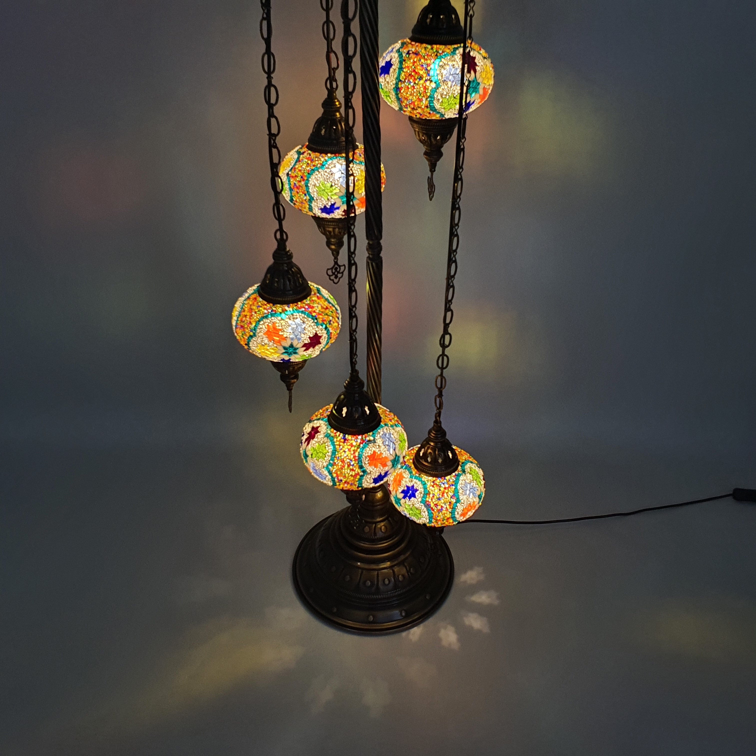 5 Globe Star Mix Turkish Tiffany Mosaic Floor Lamp LED Light