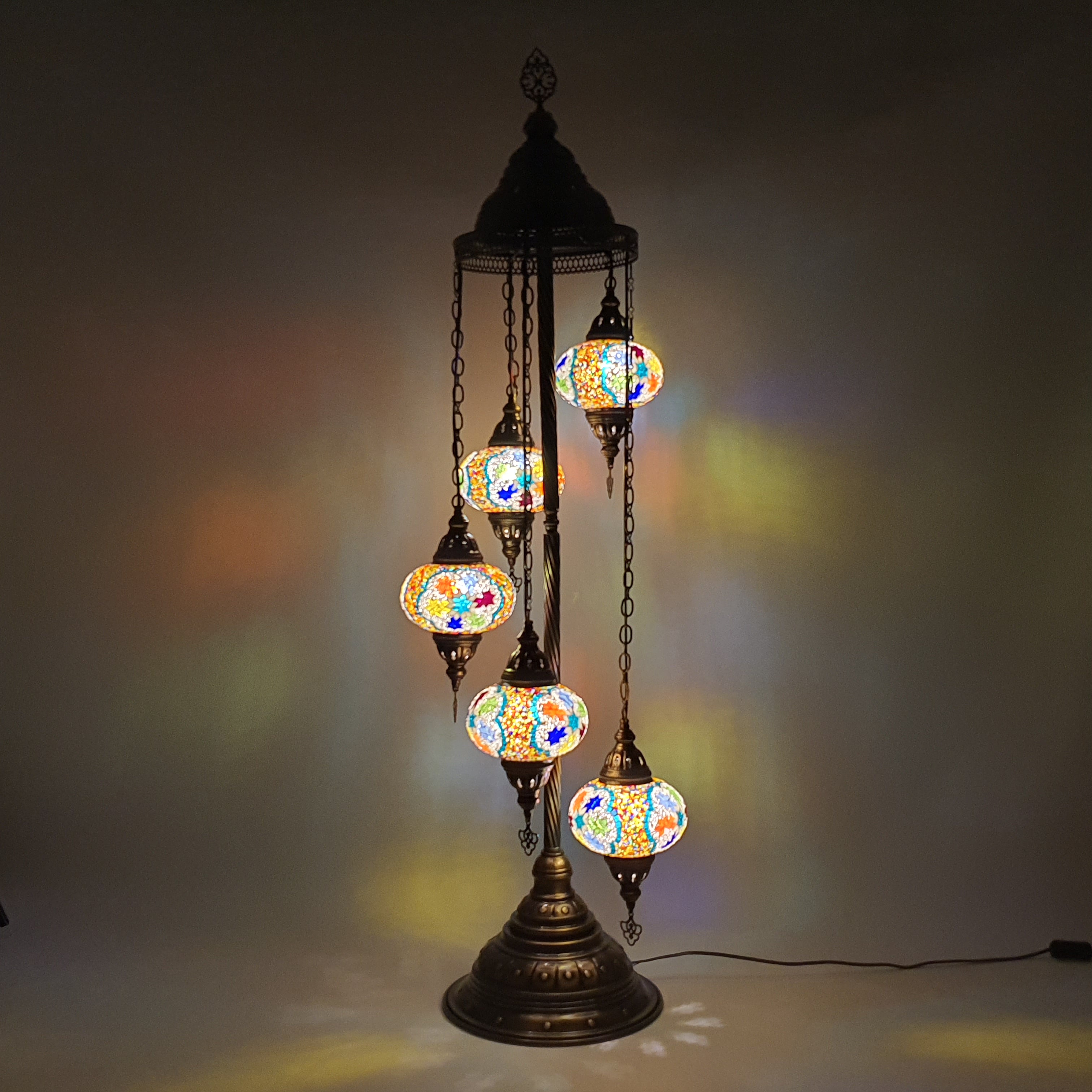 5 Globe Star Mix Turkish Tiffany Mosaic Floor Lamp LED Light