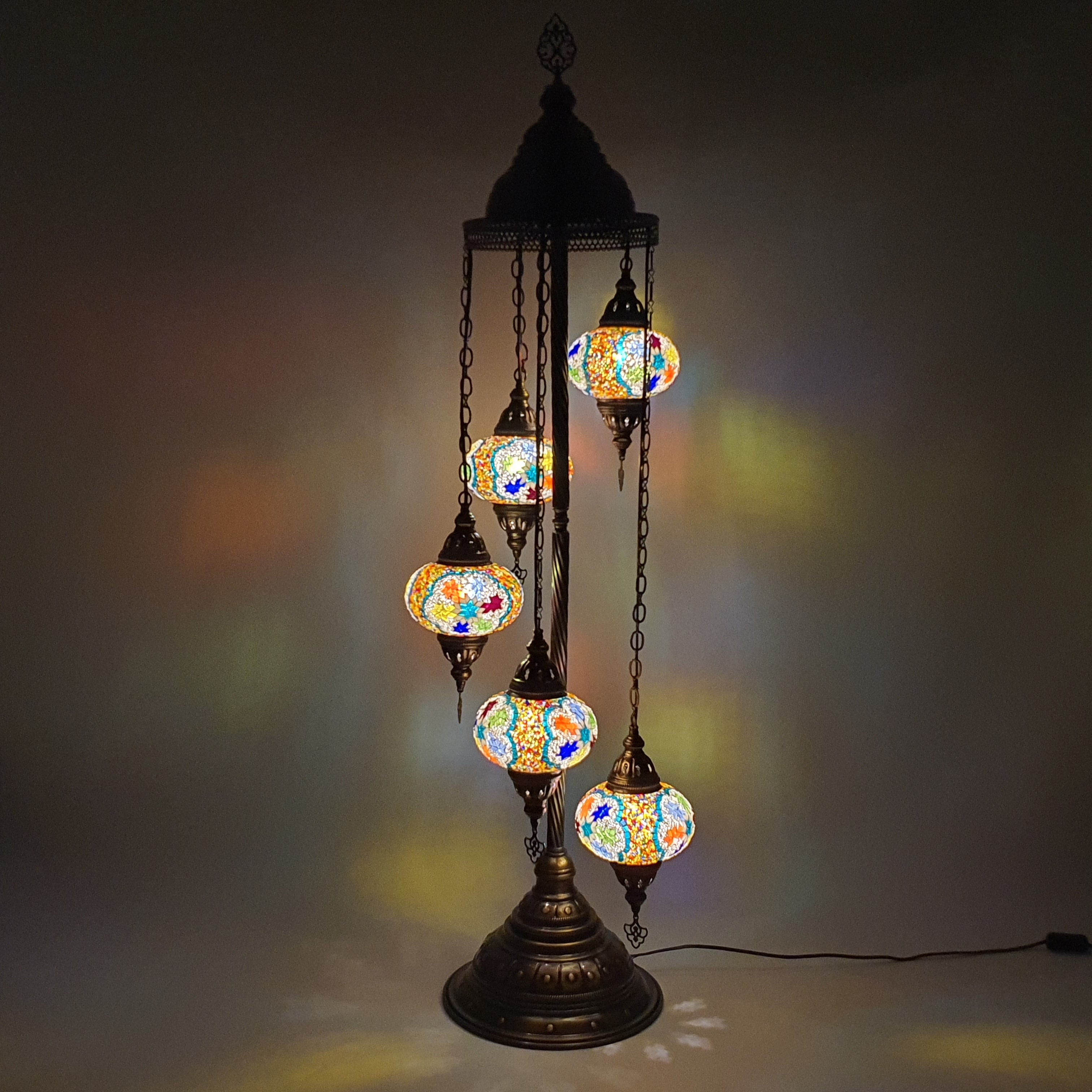 5 Globe Star Mix Turkish Tiffany Mosaic Floor Lamp LED Light