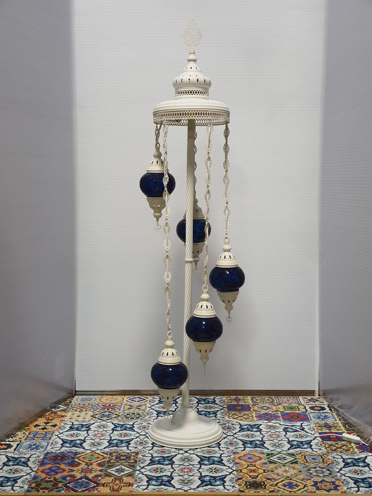 5 Globe Blue Turkish Tiffany Mosaic Floor Lamp LED Light From £100 - Decoridea.co.uk