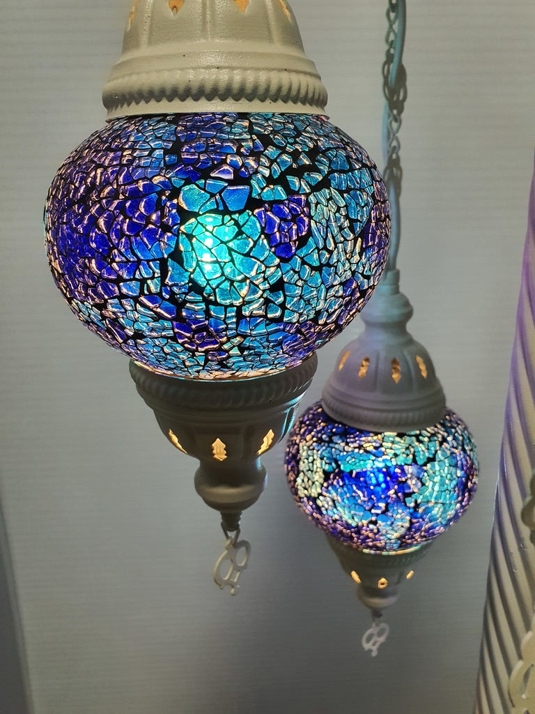 5 Globe Blue Turkish Tiffany Mosaic Floor Lamp LED Light From £100 - Decoridea.co.uk