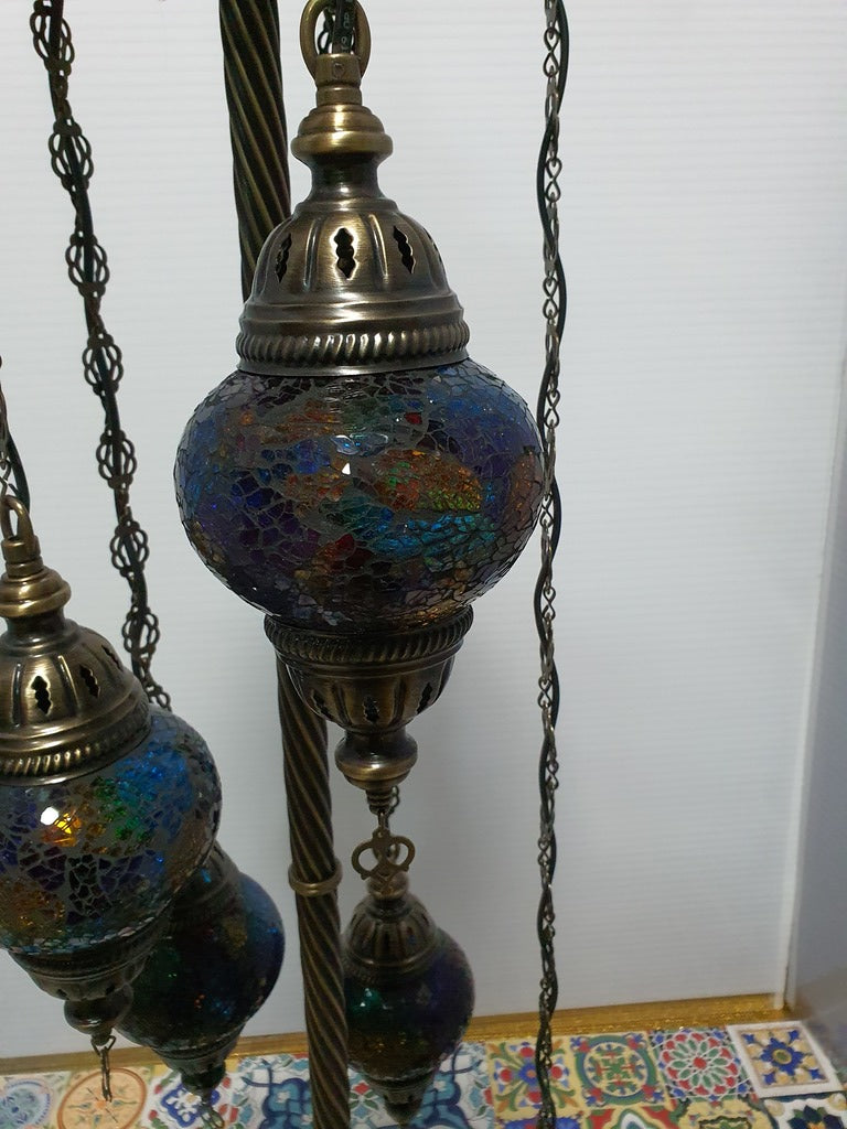 5 Globe Mix Coloured Turkish Tiffany Mosaic Floor Lamp LED Light From £100 - Decoridea.co.uk