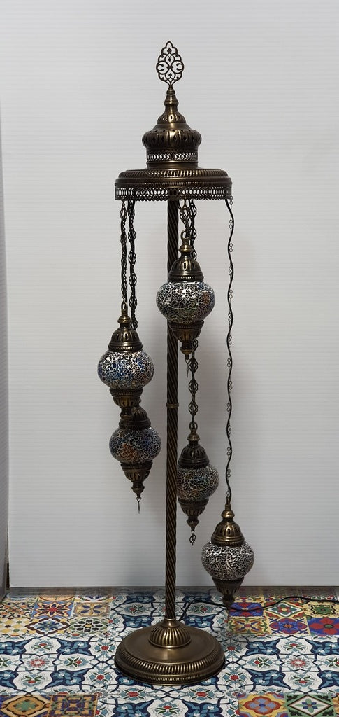5 Globe Mix Coloured 02 Turkish Tiffany Mosaic Floor Lamp LED Light From £100 - Decoridea.co.uk