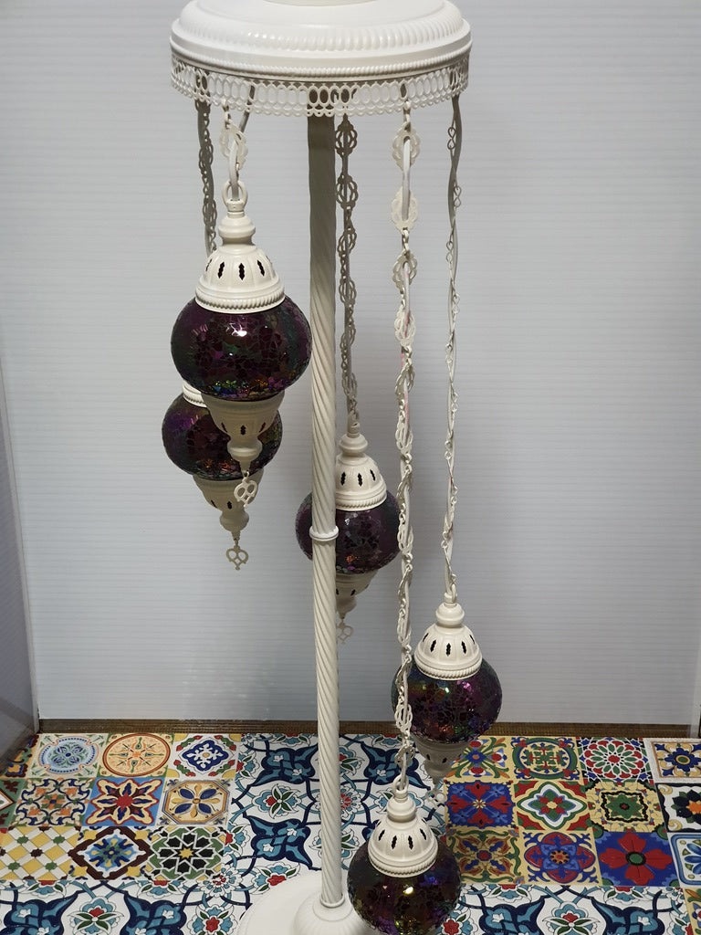 5 Globe Red Turkish Tiffany Mosaic Floor Lamp LED Light From £100 - Decoridea.co.uk