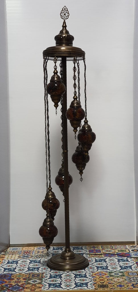 7 Globe Amber Turkish Tiffany Mosaic Floor Lamp LED Light From £150 - Decoridea.co.uk