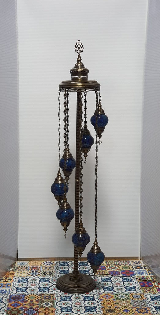 7 Globe Dark Blue Turkish Tiffany Mosaic Floor Lamp LED Light From £150 - Decoridea.co.uk