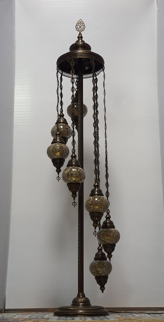 7 Globe Golden Turkish Tiffany Mosaic Floor Lamp LED Light From £150 - Decoridea.co.uk