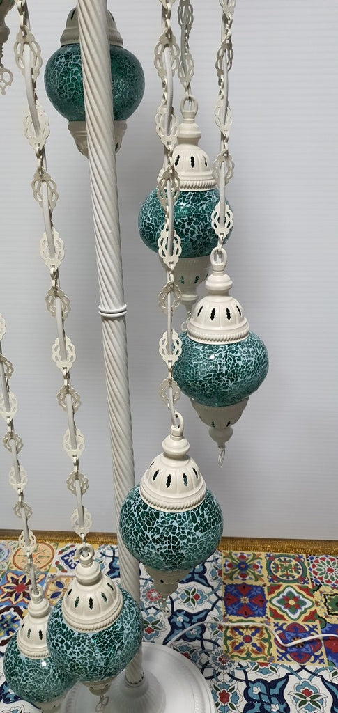 7 Globe Green Turkish Tiffany Mosaic Floor Lamp LED Light From £150 - Decoridea.co.uk