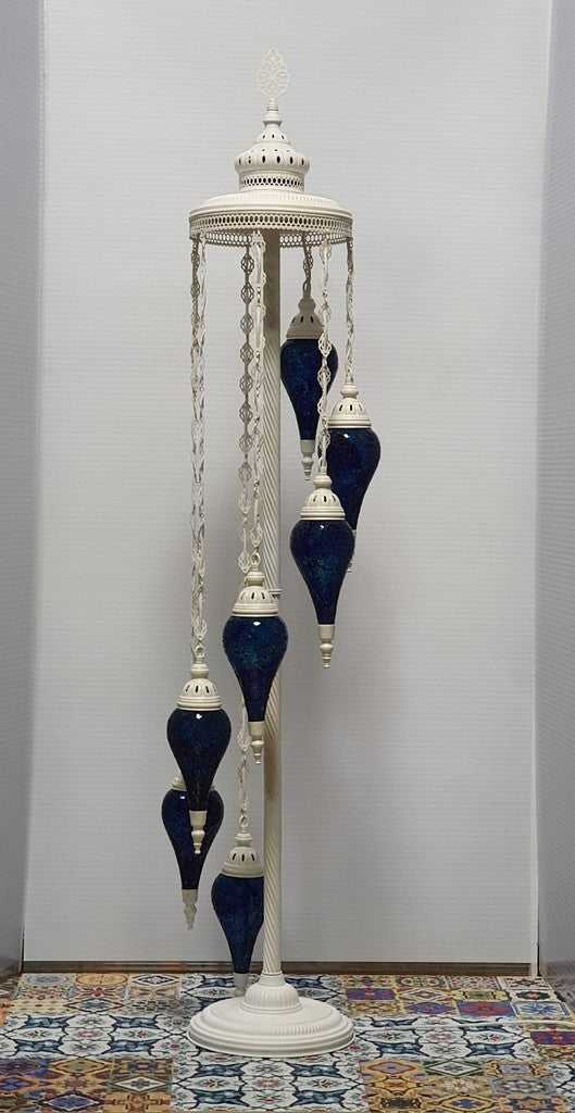 7 Globe Blue Turkish Tiffany Mosaic Floor Lamp LED Light Pear Shape From £175 - Decoridea.co.uk