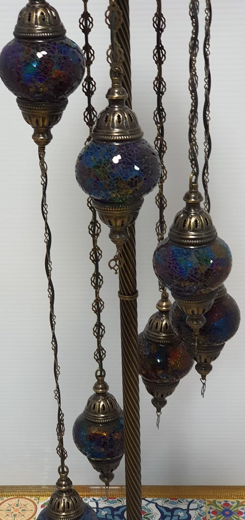 7 Globe Mix Coloured Turkish Tiffany Mosaic Floor Lamp LED Light From £150 - Decoridea.co.uk