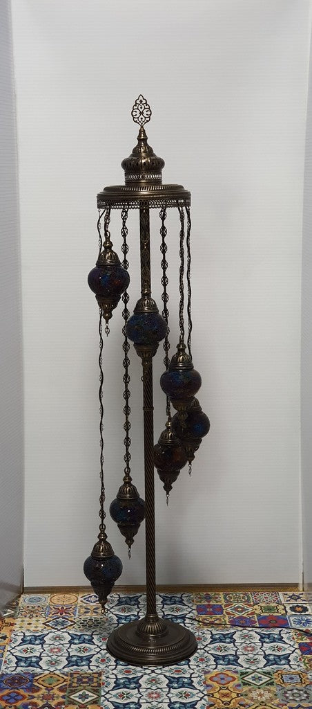 7 Globe Mix Coloured Turkish Tiffany Mosaic Floor Lamp LED Light From £150 - Decoridea.co.uk