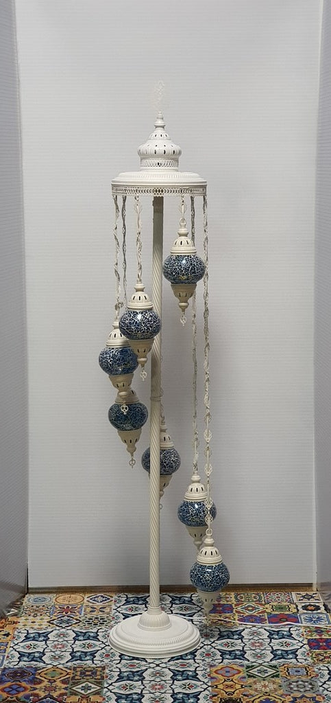 7 Globe Ocean Blue Turkish Tiffany Mosaic Floor Lamp LED Light From £150 - Decoridea.co.uk