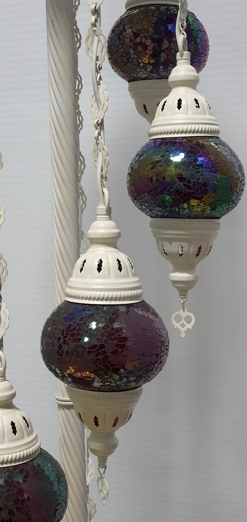 7 Globe Red Turkish Tiffany Mosaic Floor Lamp LED Light From £150 - Decoridea.co.uk