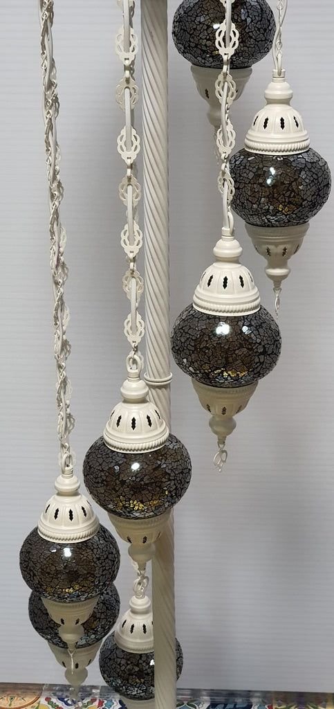7 Globe Silver Turkish Tiffany Mosaic Floor Lamp LED Light From £150 - Decoridea.co.uk