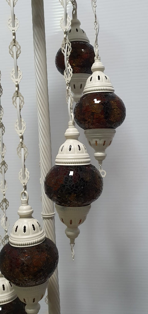 7 Globe Amber Turkish Tiffany Mosaic Floor Lamp LED Light From £150 - Decoridea.co.uk