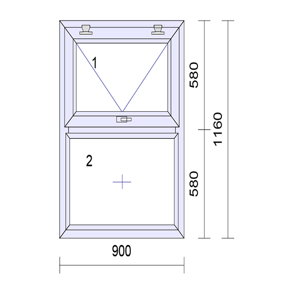 uPVC Top Hung Double Glazed Window Frame and Glass 70mm UK 2 Gasket Seal - Inside White Outside Anthracite