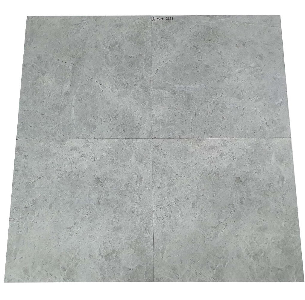 Afyon Grey Rectified Polished Stone Effect Porcelain 800x800mm Wall and Floor Tiles