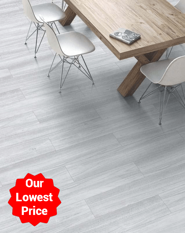 Alpine White Wood Effect Rectified Matt Porcelain 200x1200mm Wall and Floor Tile