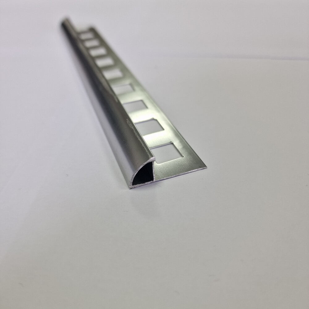 Round Closed Aluminium Tile Trim Polished Chrome Effect Multi Length