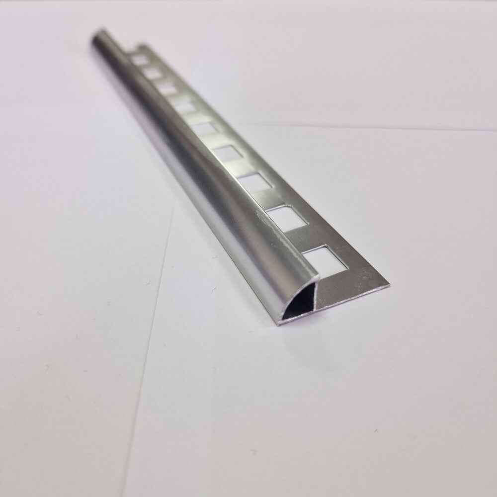 Round Closed Aluminium Tile Trim Polished Chrome Effect Multi Length