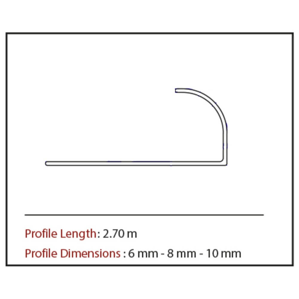 Round Edge Aluminium Tile Trim Matt Chrome Effect Multi Length