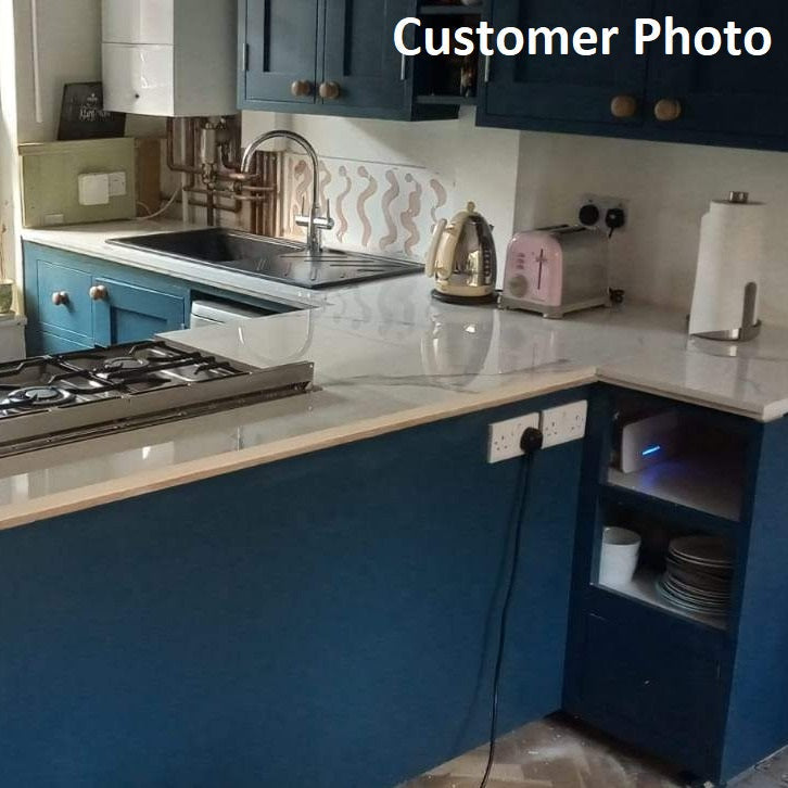 Apuane Statuario 18mm Rectified Large Format Polished Stone Effect Porcelain Worktop 800x2400mm Tiles