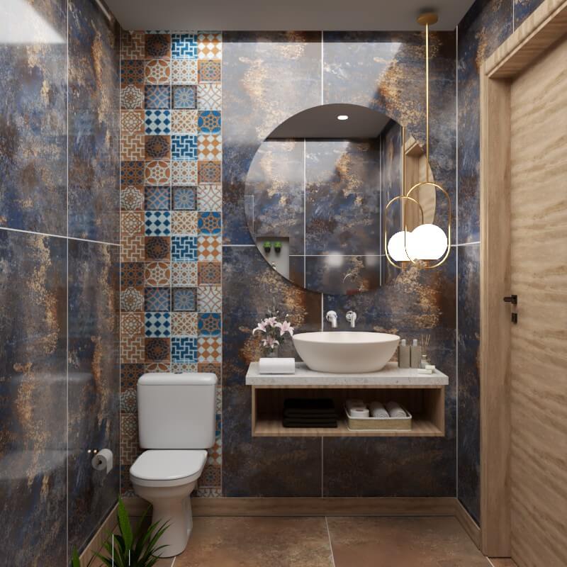 Austin Blue Rectified Large Format High Gloss Stone Effect Porcelain 800x1600mm Floor & Wall Tiles