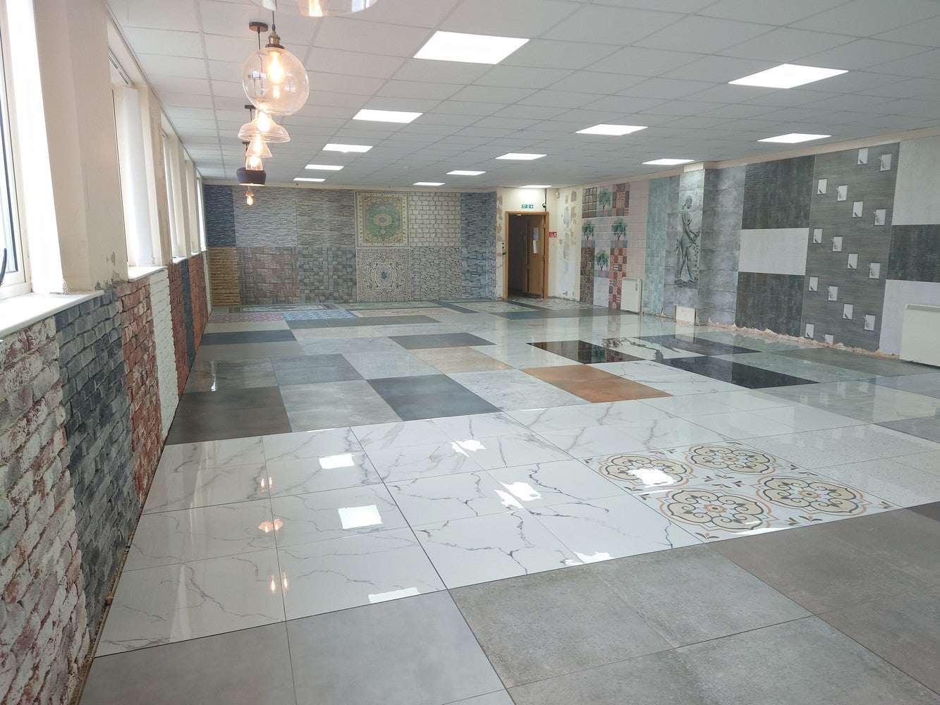 Austin Blue Rectified Large Format High Gloss Stone Effect Porcelain 800x1600mm Floor & Wall Tiles