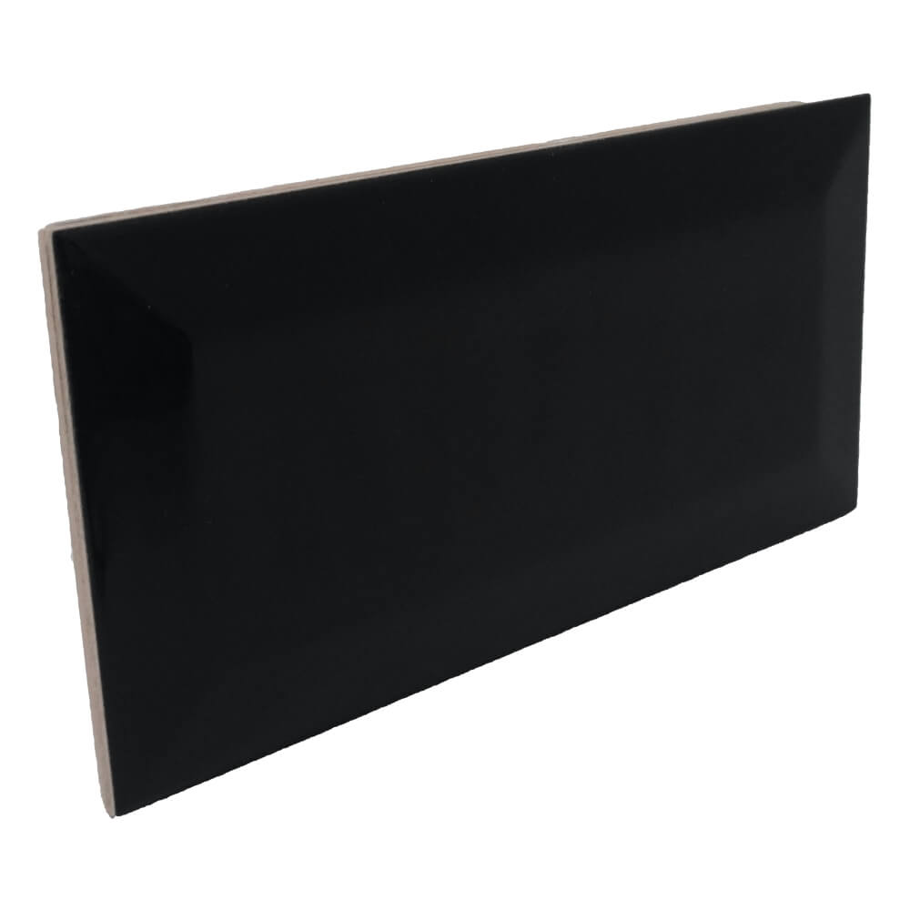 Black Metro Brick Tiles 100x200mm Diamond Decorative Polished Wall Tile
