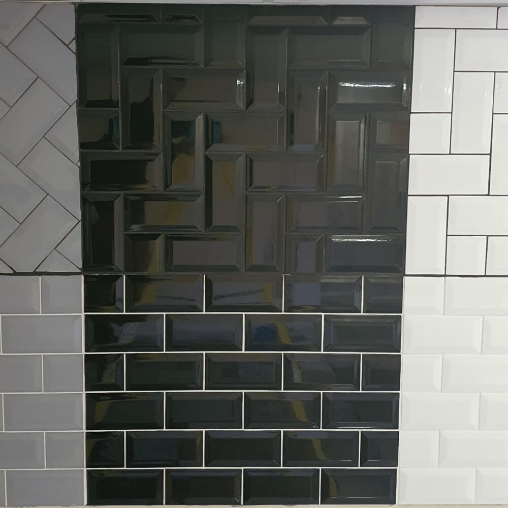 Black Metro Brick Tiles 100x200mm Diamond Decorative Polished Wall Tile