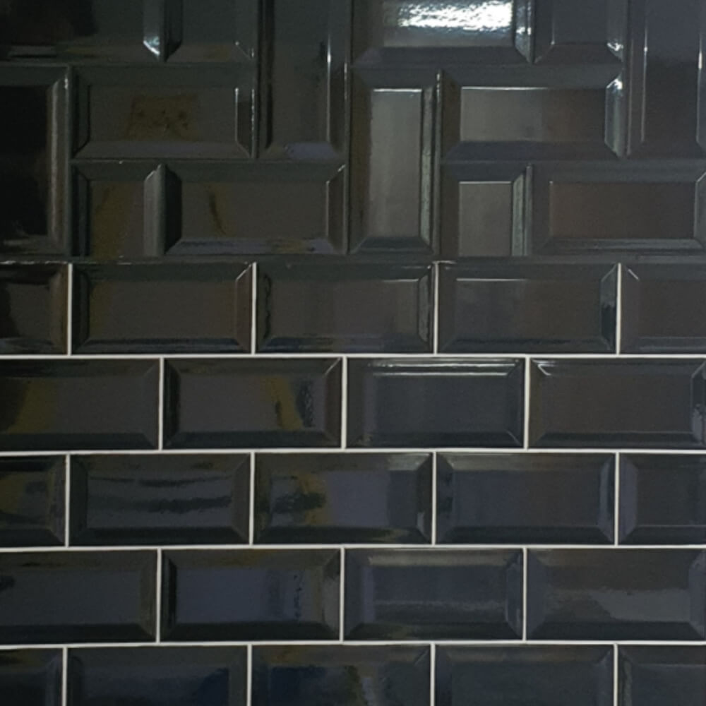 Black Metro Brick Tiles 100x200mm Diamond Decorative Polished Wall Tile