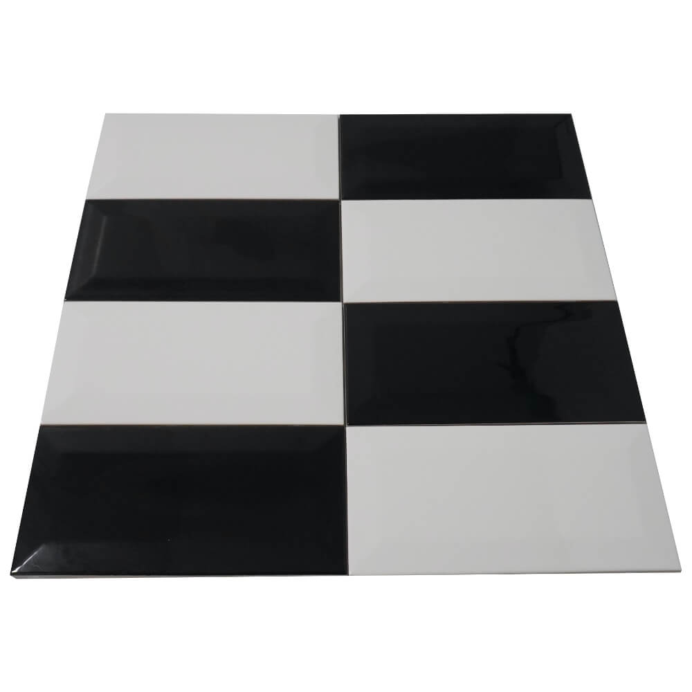 Black Metro Brick Tiles 100x200mm Diamond Decorative Polished Wall Tile