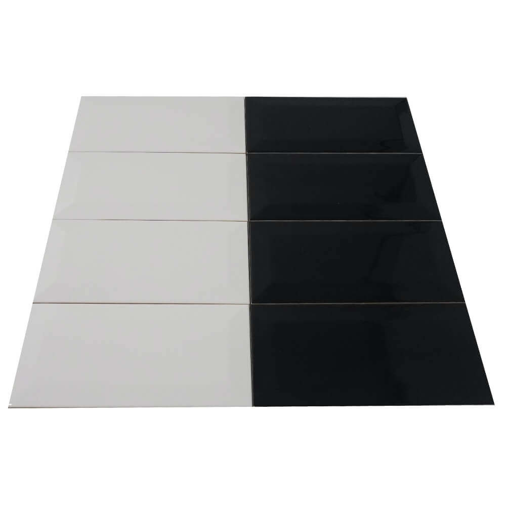 Black Metro Brick Tiles 100x200mm Diamond Decorative Polished Wall Tile