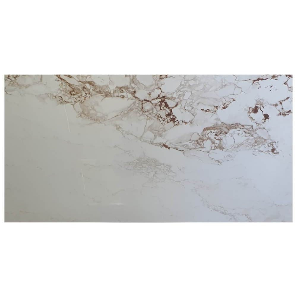 Carrara Borghini Rectified Large Format Polished Stone Effect Porcelain 1200x2400mm Floor & Wall Tiles