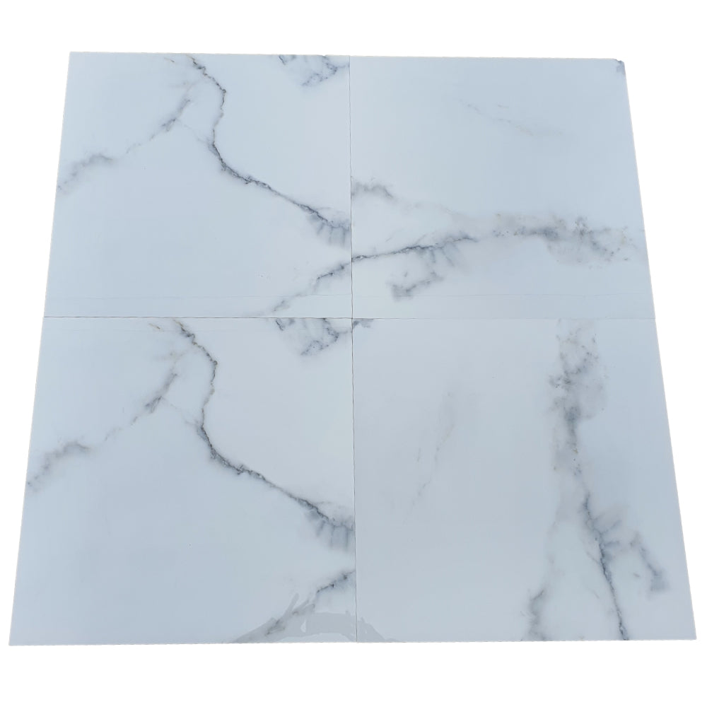 Carrara White Rectified Polished Porcelain 600x600mm Wall and Floor Tiles
