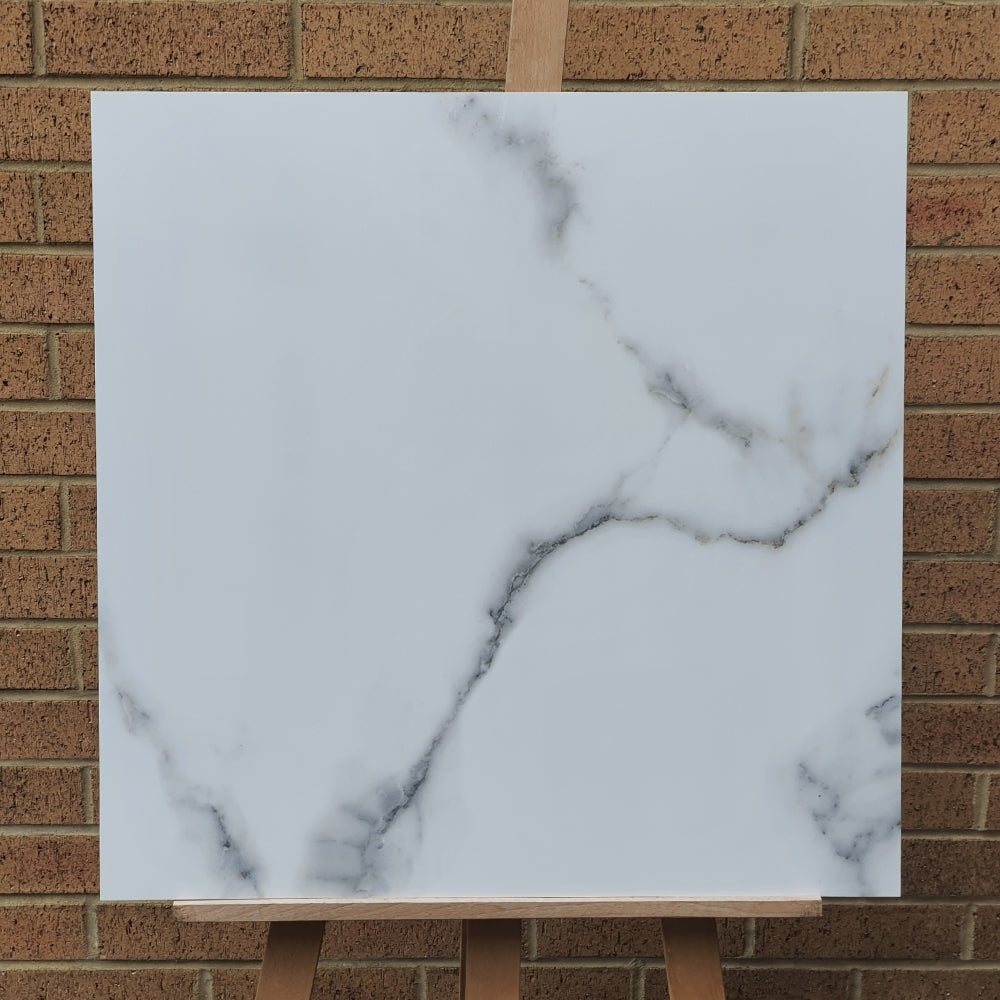 Carrara White Rectified Polished Porcelain 600x600mm Wall and Floor Tiles