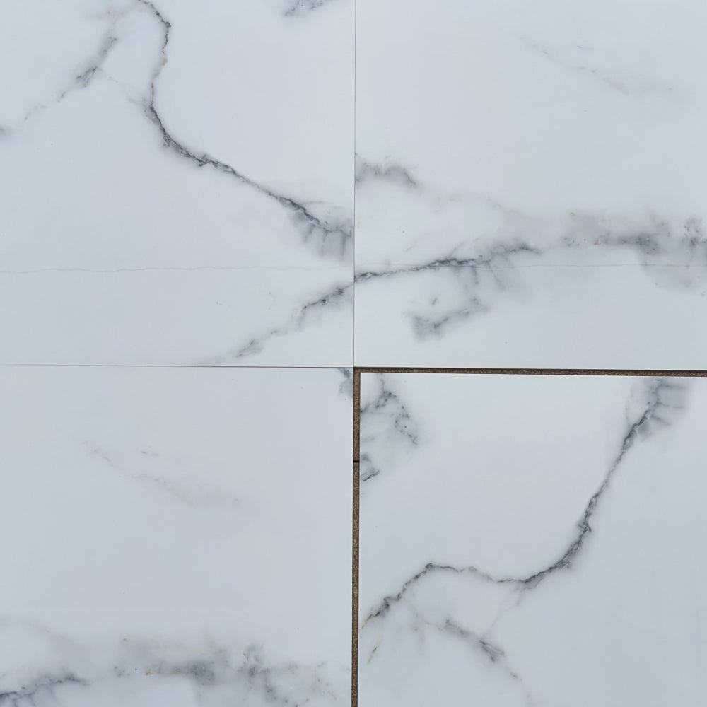 Carrara White Rectified Polished Porcelain 600x600mm Wall and Floor Tiles
