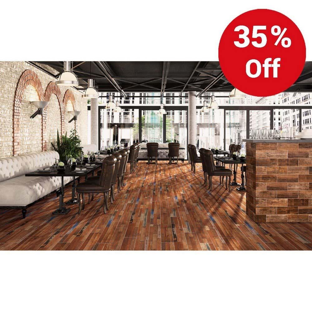 Cherry Wood Effect Rectified Matt Ceramic 150x800mm Wall and Floor Tile