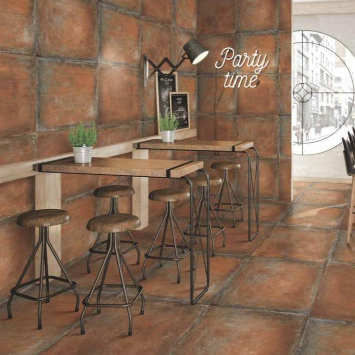 Cimento Brown Rectified Matt Semi Porcelain 600x600mm Wall and Floor Tiles