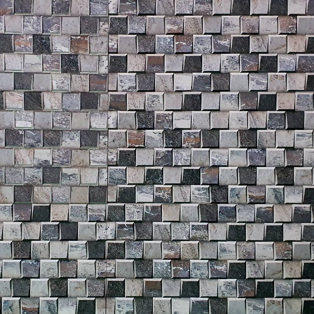 Cocoostia Grey Mosaic Cubes Split Face Slate Effect 300x600mm Rectified Matt Porcelain Decorative Wall Tile