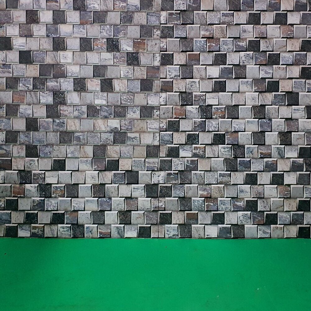 Cocoostia Grey Mosaic Cubes Split Face Slate Effect 300x600mm Rectified Matt Porcelain Decorative Wall Tile
