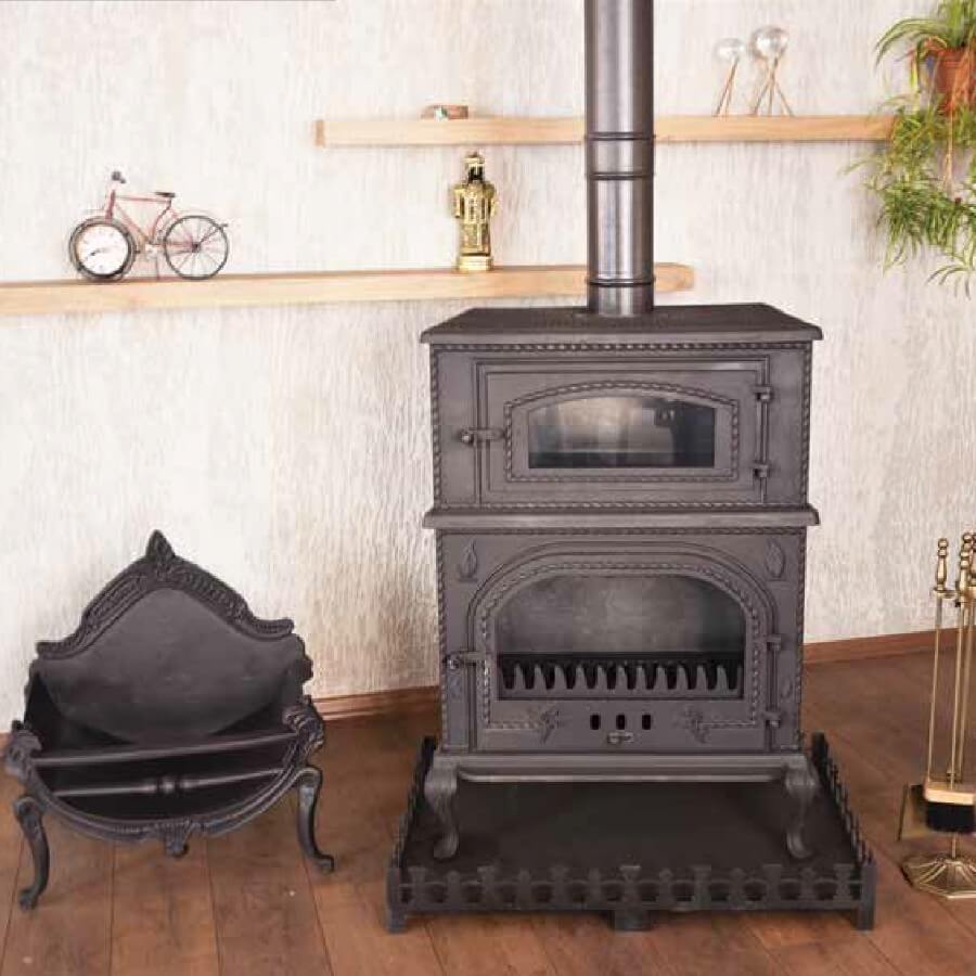 Cooking Wood Burning Stove Oven Cooker Fireplace 140kg Cast Iron Body