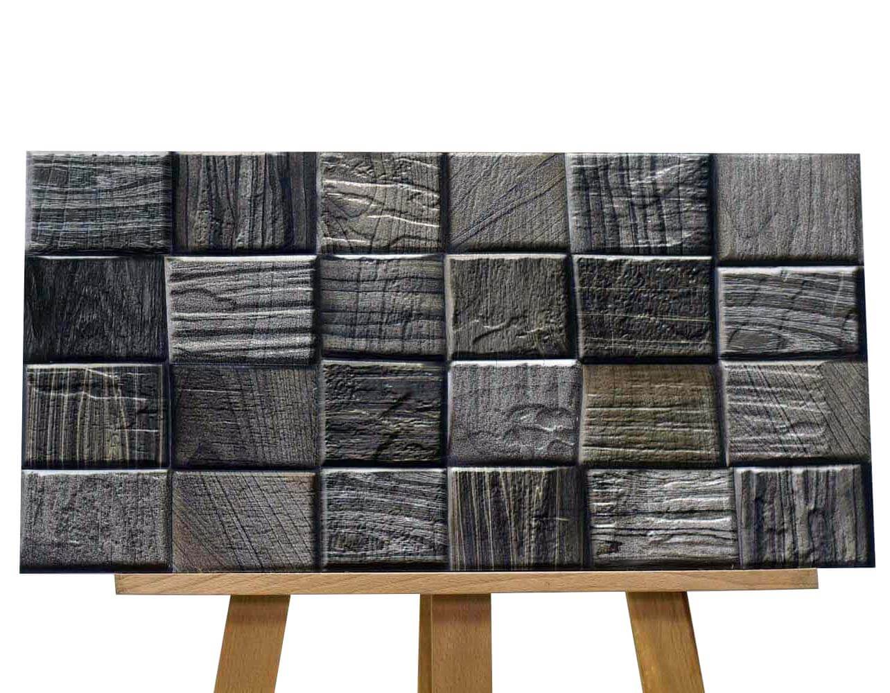 Ebony Grey Split Face Rectified Matt Porcelain 300x600mm Wall Tile