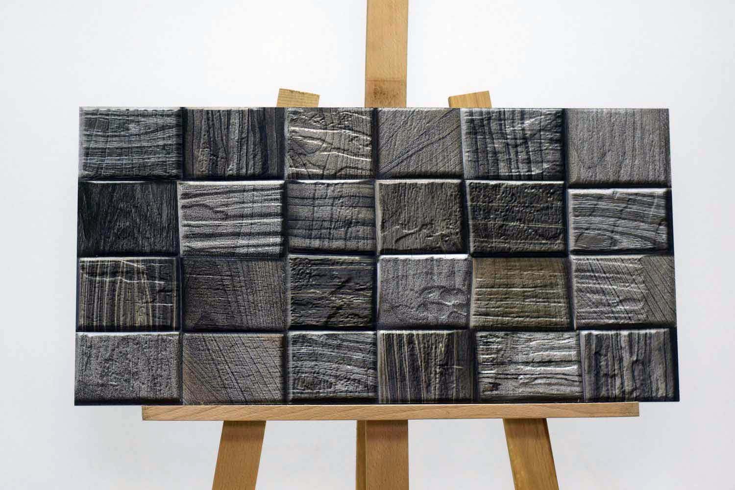 Ebony Grey Split Face Rectified Matt Porcelain 300x600mm Wall Tile